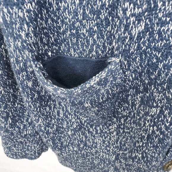 Brooklyn Calling Cardigan Men's M Grandpa Sweater Shawl Collar Blue White Fleck - Picture 5 of 15